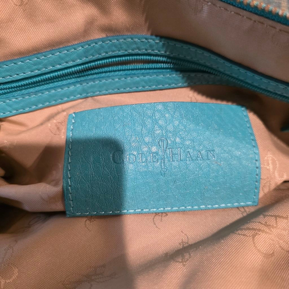 Women's Cole Haan Teal Leather Satchel Handbag -REFURBISHED - Picture 7 of 14